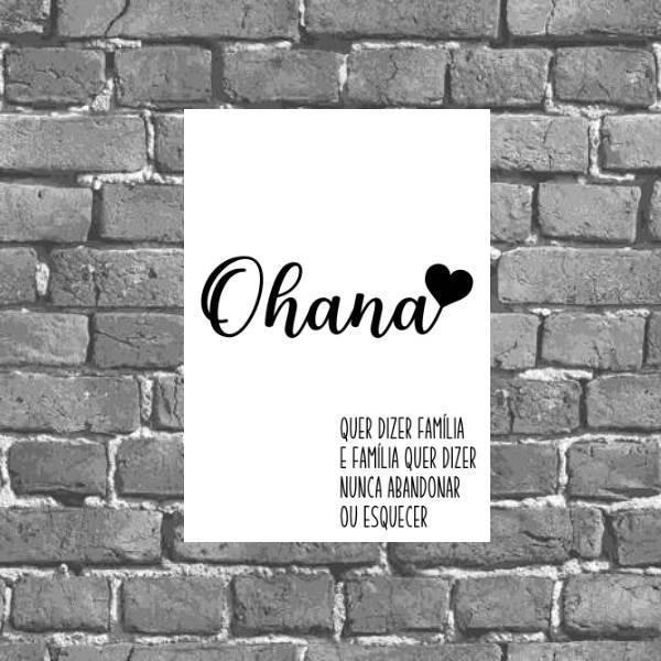 Placa Decorativa Ohana Significado 18X27Cm - Quadros On-Line